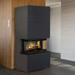 Kominek powietrzny NBC/EASY BOX 7 kW Ø 160 w zabudowie modułowej Black