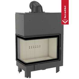 Chimenea de leña de acero KRATKI MBA izquierda 17 kW Ø 200 vidrio doblado