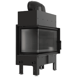 Kamineinsatz aus Stahl KRATKI FLOKI S links 8 kW Ø 160 schwarz Verkleidung