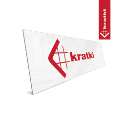Tablica biała z czerwonym logo Kratki na dibondzie 75x20cm