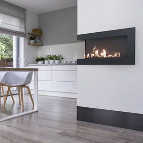 Wall mounted Bioethanol fireplace DELTA 900 TÜV left-sided