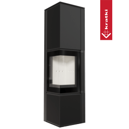Oceľové kachle na drevo KRATKI TORA/L 8 kW Ø 150 quartz sinter Nero Assoluto samozatváracie dvierka