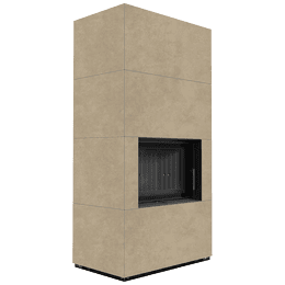 Moduļu kamīns KRATKI FLOKI BOX 8 kW Ø 160 kvarca aglomerāts FOKOS RENA melns termotec