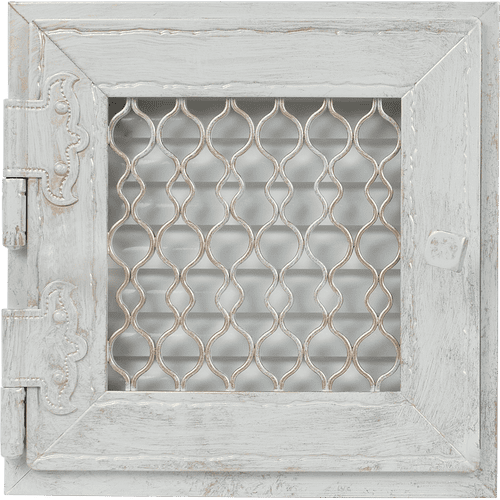 Решетка 17x17 белая ретро с одной дверкой открыванная