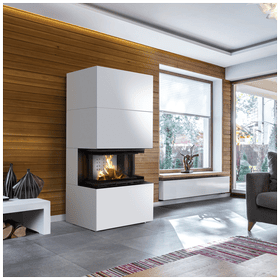 Modular fireplace NBC/EASY BOX 7 kW Ø 160 steel casing White With closing doors
