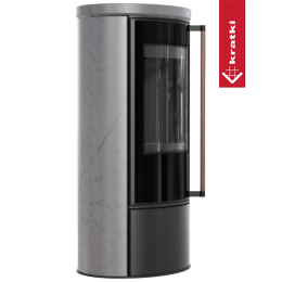 Kachel ERIK Ø150 5 5kW GREY SATIN keramiek zwart termotec handvat Jatoba