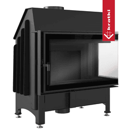 Steel fireplace KRATKI ZIBI right 11 kW Ø 180 DECO black thermotec lining self closing door