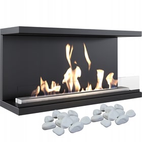 Wall mounted Bioethanol fireplace X-RAY TÜV with decorative stones set