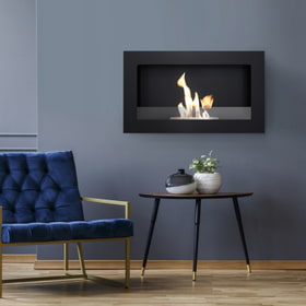 Wall mounted Bioethanol fireplace GOLF 2 black with glazing set