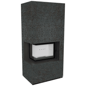 Modular fireplace FLOKI BOX left 8 kW Ø 160 quartz sinter OXIDE NERO
