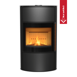 Stufa in acciaio con camicia d'acqua KRATKI BJORN Aqua 10 kW Ø 150 con chiusura, maniglia in legno esotico di Jatoba