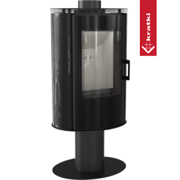 Kachelofen aus stahl drehbar KRATKI AB S/N/O/DR/GLASS Ø 150 8 kW schwarz