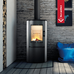 Poêle à bois en faïence KRATKI AB S/DR Ø 150 8 kW blanc porte à fermeture automatique