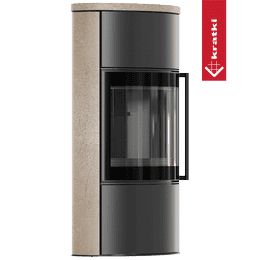 BJORN Ø 150 7 kW freistehender Stahlofen Hochdekorative GOLD SATIN Speicherkeramik; Keramikabdeckung; schwarze Thermotec; mit Verschlussmechanismus