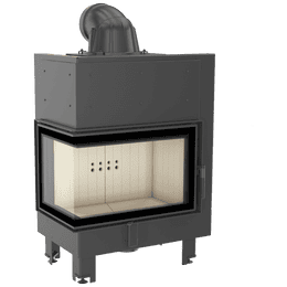 Kamineinsatz aus Stahl KRATKI MBM links 10 kW Ø 200 gebogenes Glas