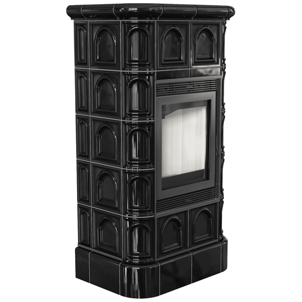 Steel fireplace KRATKI BLANKA 8 kW Ø 160 black tile