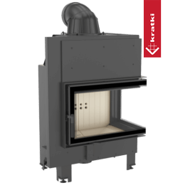 Stalen haard KRATKI MBM rechts 10 kW Ø 200 Gebogen glas