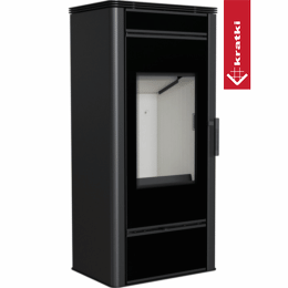 Ατσάλινη Ξυλόσομπα KRATKI TITAN GLASS Ø 150 11 kW αυτοκλειόμενη πόρτα