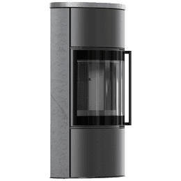 BJORN freestanding steel stove Ø 150 7kW High decorative storage ceramic GRAY SATIN; ceramic cover; black thermotec