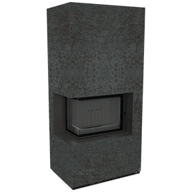 Modular fireplace FLOKI BOX left 8 kW Ø 160 quartz sinter OXIDE NERO black thermotec