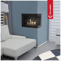 Wall mounted Bioethanol fireplace DELTA right-sided 70 cm TÜV