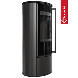 Stufa a legna in acciaio KRATKI ERIK Ø 150 5,5 kW rivestimento nero thermotec porta a chiusura automatica