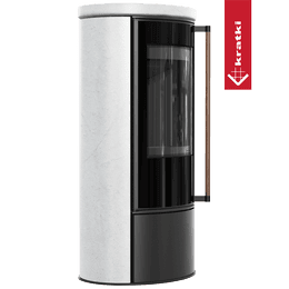 Freestanding Stove KRATKI ERIK Ø150 5.5 kW BLACK WHITE NATURAL Lid Jatoba Close