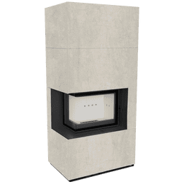 Kaminbausatz KRATKI FLOKI BOX links 8 kW Ø 160 Quarzsinter NATURALI PIETRA DI SAVOIA PERLA BOCCIARDATA