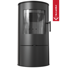 POÊLE À BOIS EN ACIER KRATKI ROLLO Ø 150 7 KW REVÊTEMENT THERMOTEC NOIR fixer