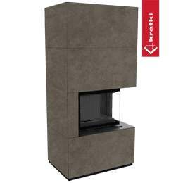 Caminetto modulare KRATKI FLOKI BOX destra 8 kW Ø 150 Sinterizzazione di quarzo FOKOS PIOKRATKI MBO thermotec nero