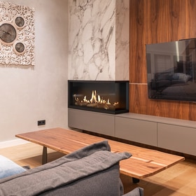 Gas Fireplace LEO 100 right-sided natural gas ∅ 100/150 9 kW