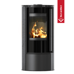 Oceľové kachle na drevo KRATKI ERIK Ø 150 5,5 kW dekoratívna keramika GRAFITE SATIN čierny termotec