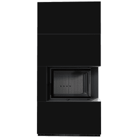 Αρθρωτό τζάκι FLOKI BOX δεξιά 8 kW Ø 160 quartz sinter NERO ASSOLUTO μαύρο thermotec