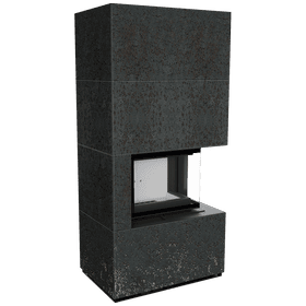 Modular fireplace FLOKI BOX right 8 kW Ø 160 quartz sinter OXIDE NERO