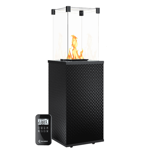 Plinski grelec Patio Mini steklena plošča črne barve, prešit, avtomatski, 8,2 kW