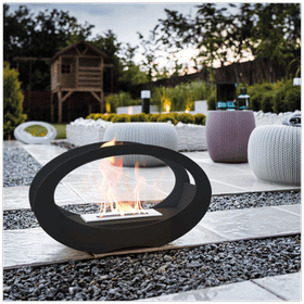 Freestanding Bioethanol fireplace ECHO black accessories set