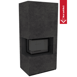 Semineu modular KRATKI FLOKI BOX 8 kW Ø 160 colt stanga cuart sinterizat FOKOS GRAFITE termotec negru