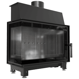 Kamineinsatz aus Stahl KRATKI SIMPLE links 6 kW Ø 150 schwarz Verkleidung