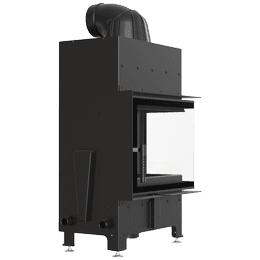 KRATKI-Luftkamin FLOKI S rechts 8 kW Ø 160 mit schwarzer Thermotec