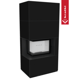 Modulárny krb KRATKI FLOKI BOX ľavý 8 kW Ø 160 kremenný spekáč NERO ASSOLUTO