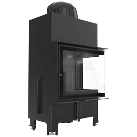 Steel fireplace FLOKI right 8 kW Ø 160 black thermotec self closing door