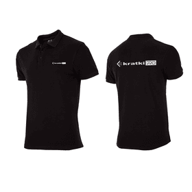 Koszulka Polo czarna z białym logo kratki PRO - rozmiar XXL
