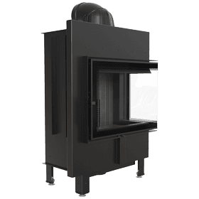 Steel fireplace LUCY right 12 kW Ø 200 black thermotec