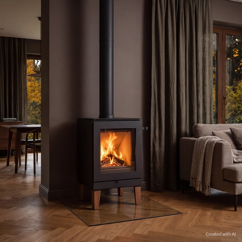 KRATKI K5 MODULO stålovn 7 kW Ø 150 treben, mørk termotec