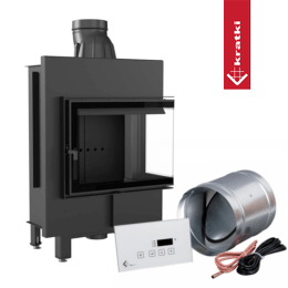 Smart steel fireplace KRATKI LUCY SLIM right 8 kW Ø 160 black thermotec MSK GLASS