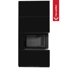 Модульный камин KRATKI FLOKI BOX правый 8 кВт Ø 160 кварцевый агломерат NERO ASSOLUTO черный термотек