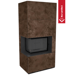 Modulær peis GRATKI FLOKI BOX venstre 8 kW Ø 160 quartz sinter OXIDE MORO black thermotec