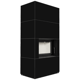 Kaminbausatz KRATKI FLOKI BOX 8 kW Ø 160 Quarzsinter NERO ASSOLUTO mit Türfeder