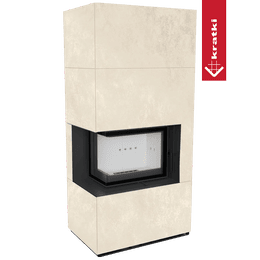 Modulární krb KRATKI FLOKI BOX levá 8 kW Ø 160 křemenný sintr OXIDE BIANCO