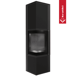 Kamin na drva od čelika KRATKI TORA/L 8 kW Ø 150 kvarc sinter Nero Assoluto crni thermotec s automatskim zatvaranjem vrata